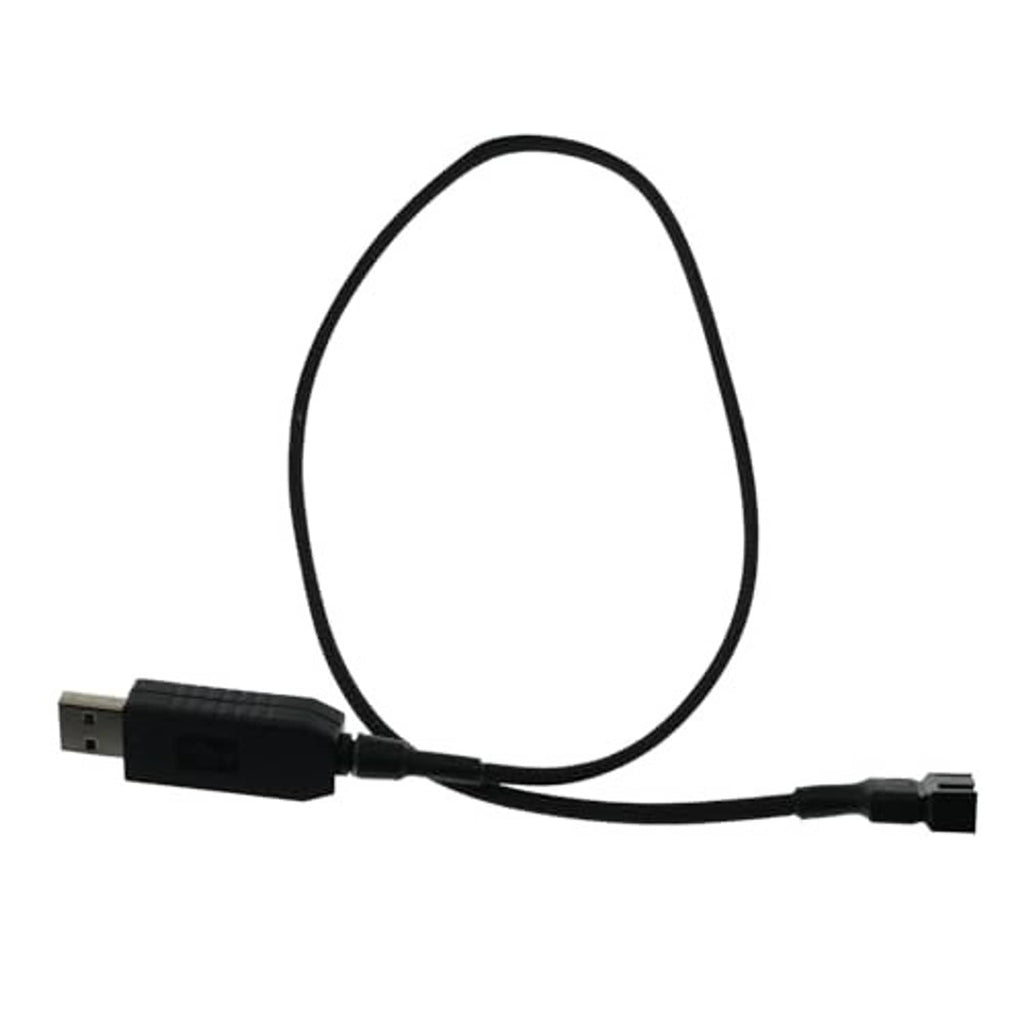 Black USB-A to 4-pin adapter cable with braided cord