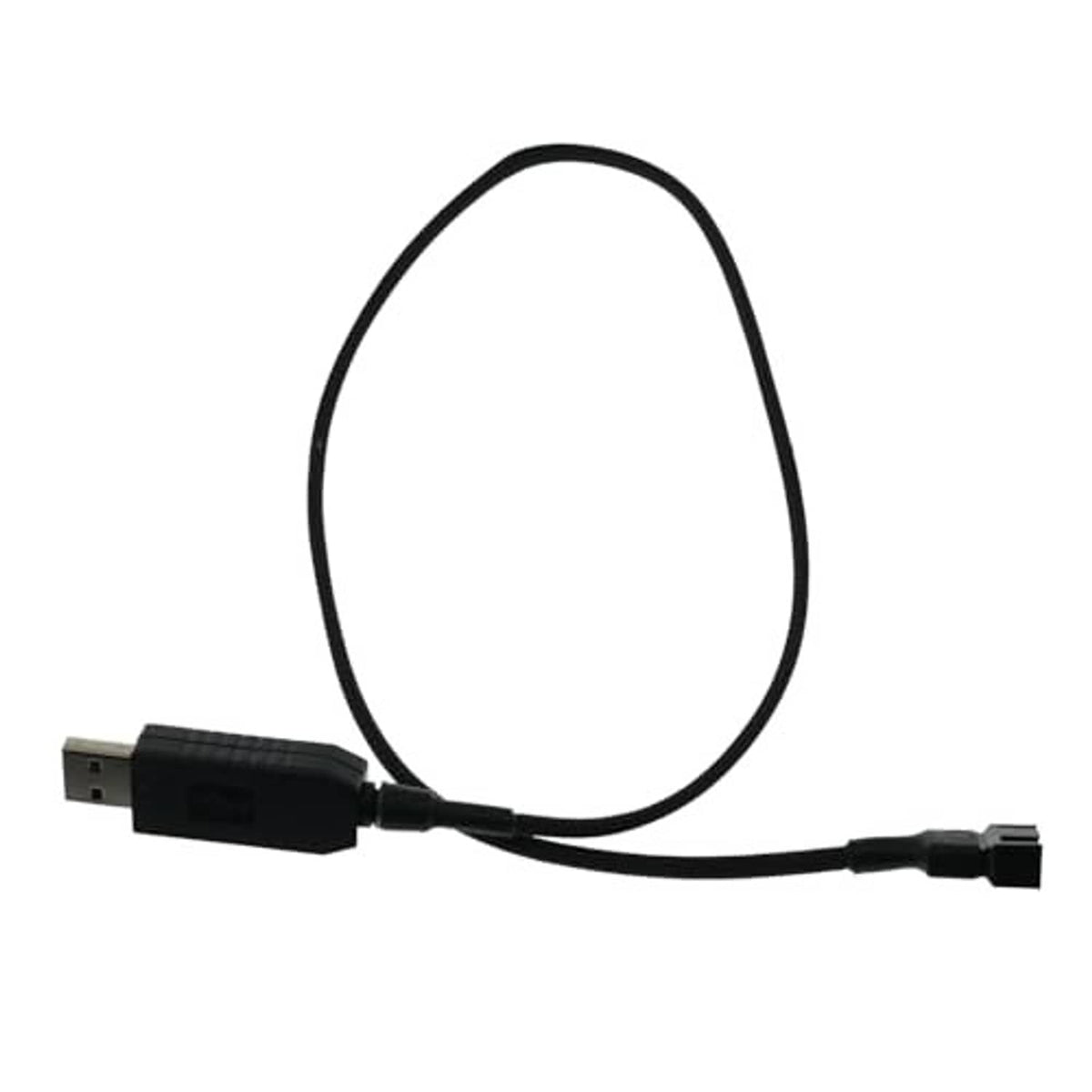 Black USB-A to 4-pin adapter cable with braided cord