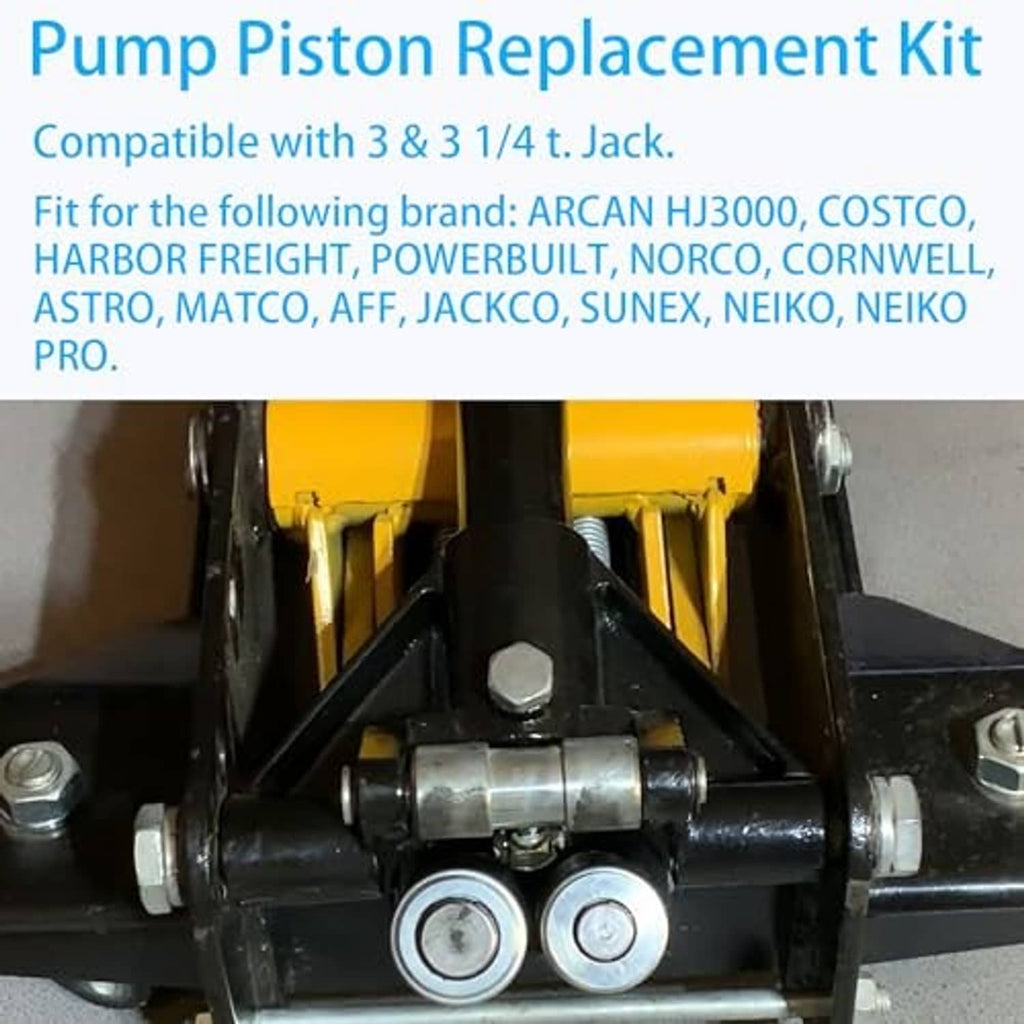 Floor jack pump piston assembly with spring and valves on black pump base