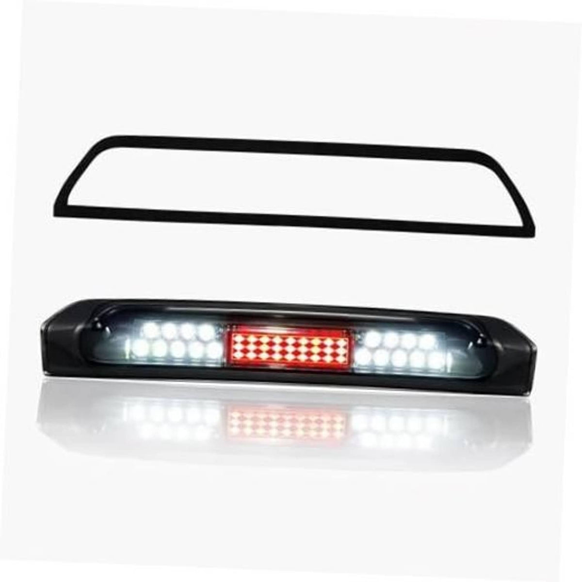 LED third brake light with black housing, clear and red LED strips