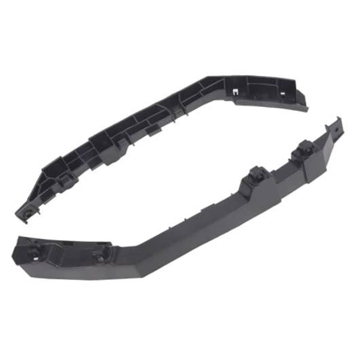 Front bumper fender bracket retainer set, black plastic with mounting tabs