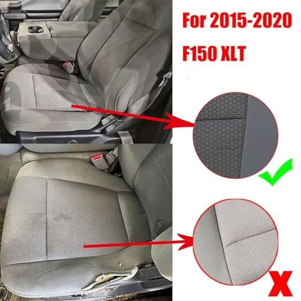 Gray cloth seat bottom insert shown in front driver seat area (detail)