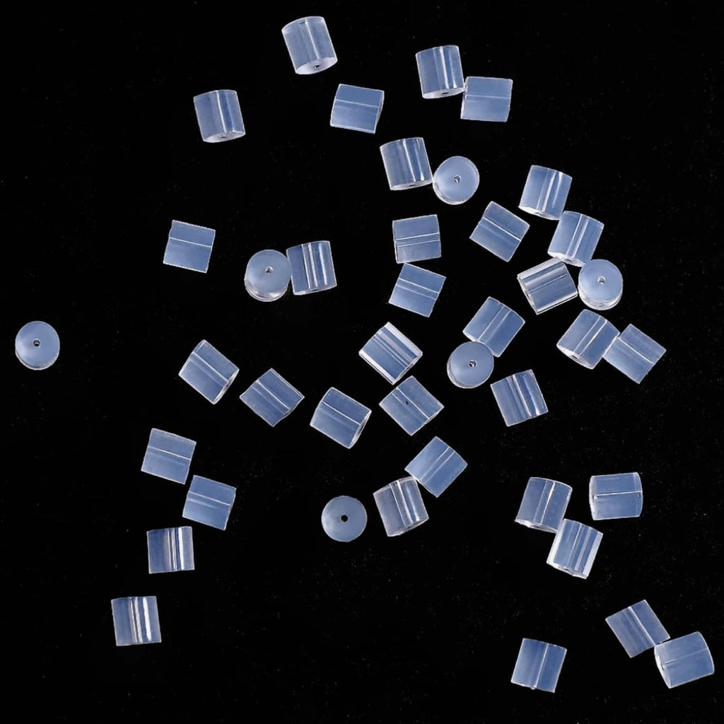Clear silicone earring backs, many transparent stoppers with central holes