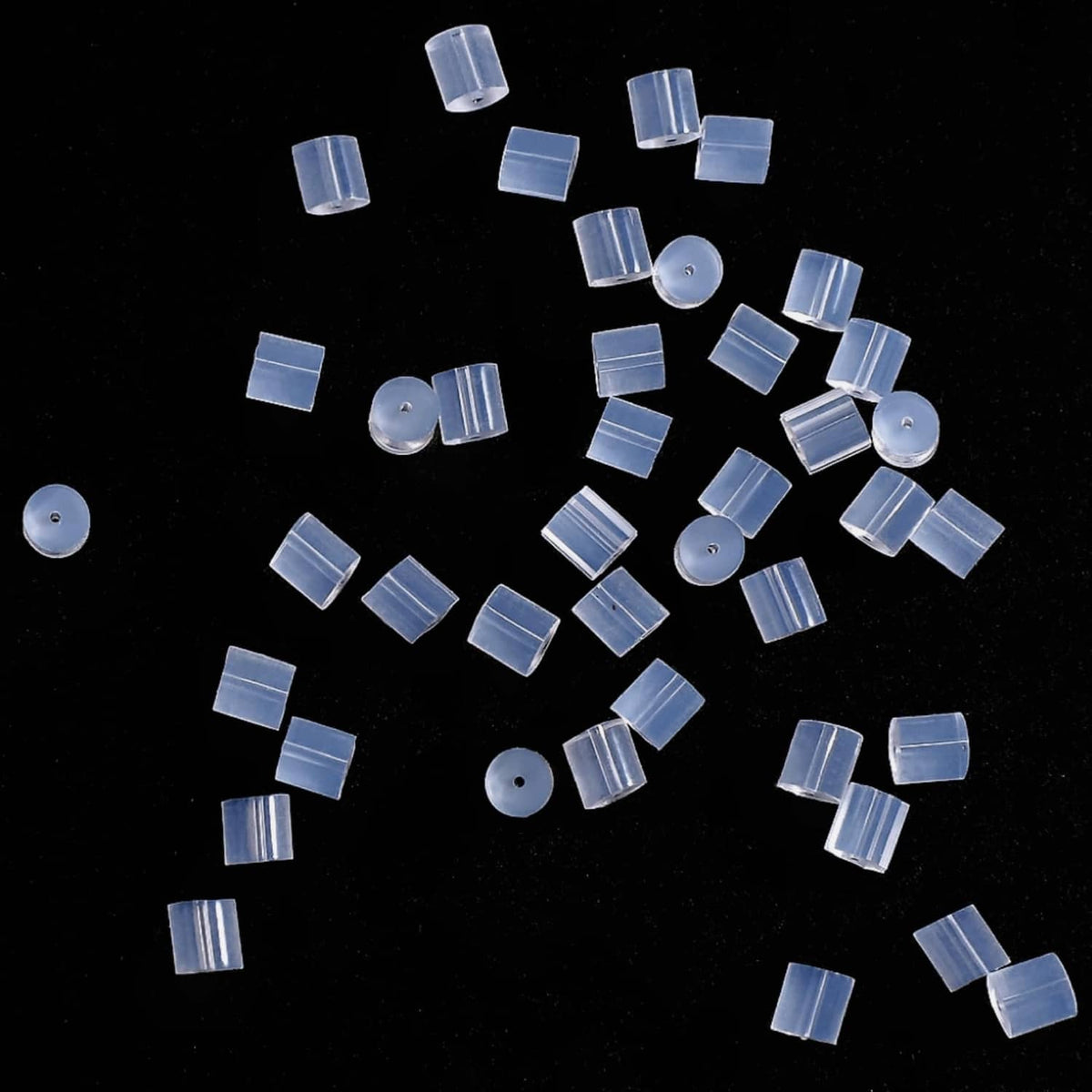 Clear silicone earring backs, many transparent stoppers with central holes