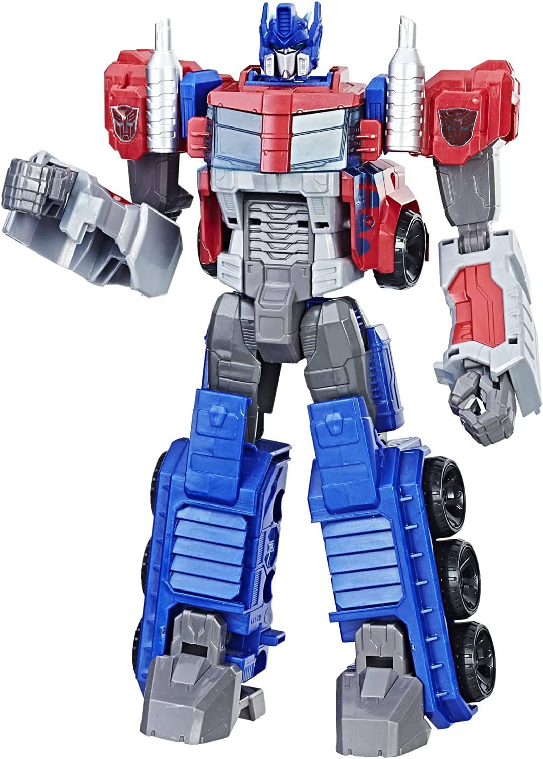 Optimus Prime robot action figure with red, blue, and gray armor