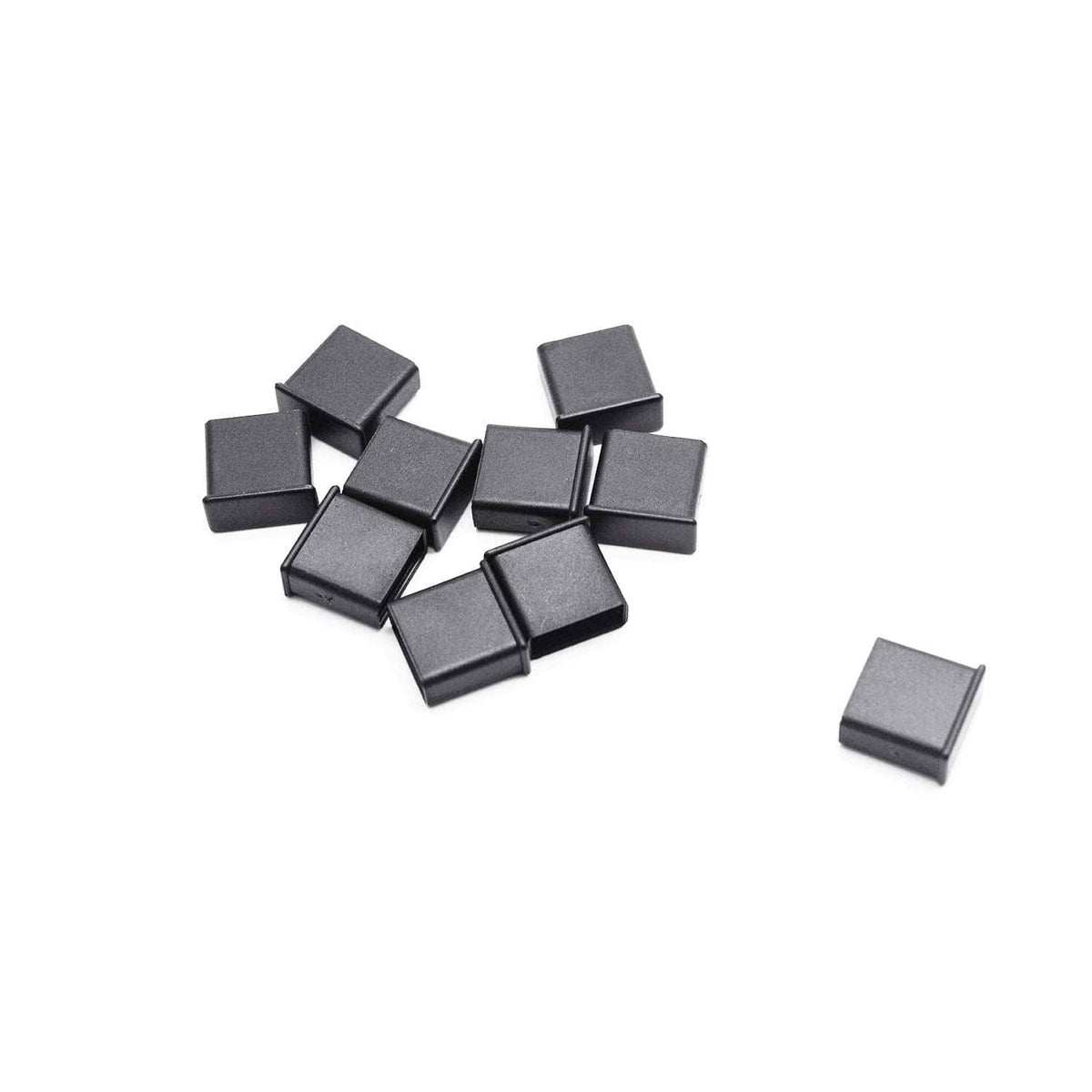 USB Type-A dust stopper caps, set of 10 matte black plastic pieces