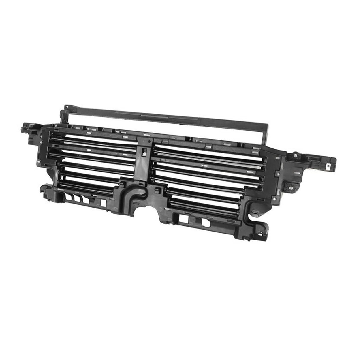 Black motorized hood grille shutter assembly with horizontal louver bars