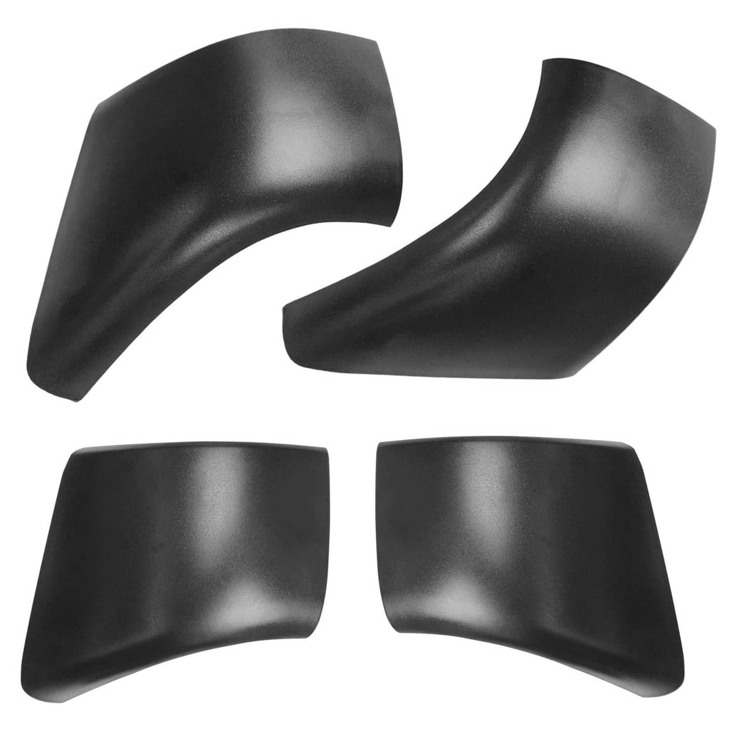 Set of four black curved roof rack end cap covers, molded matte shells