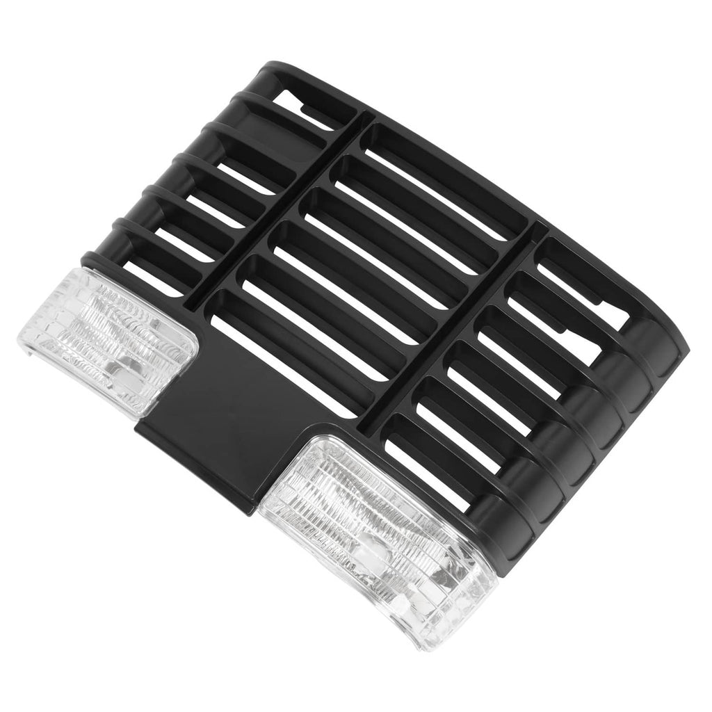 Black ABS vehicle grille with integrated clear lights, front lamp cover