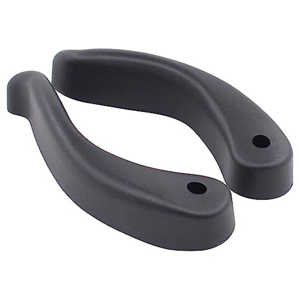 Black seat adjustment lever handle pair with rounded ends and mounting holes