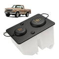 Coolant and washer fluid reservoir tank with two black caps and mounting handles
