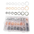 Oil drain plug crush washer assortment kit with mixed metal washers in clear case