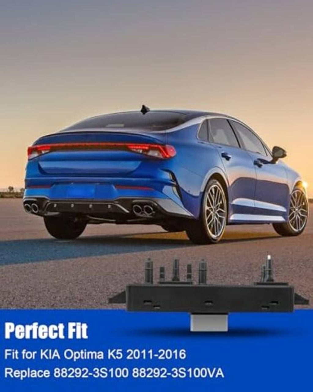 Car rear view with an attached seat switch module illustration on the ground