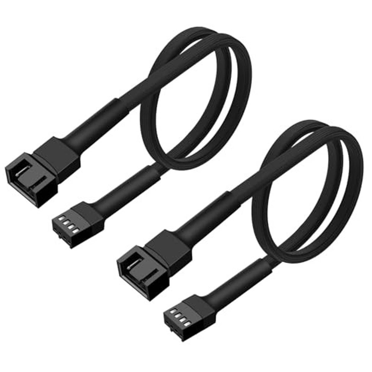 Two-pack style PC fan extension cables, black, with USB-like 4-pin connectors
