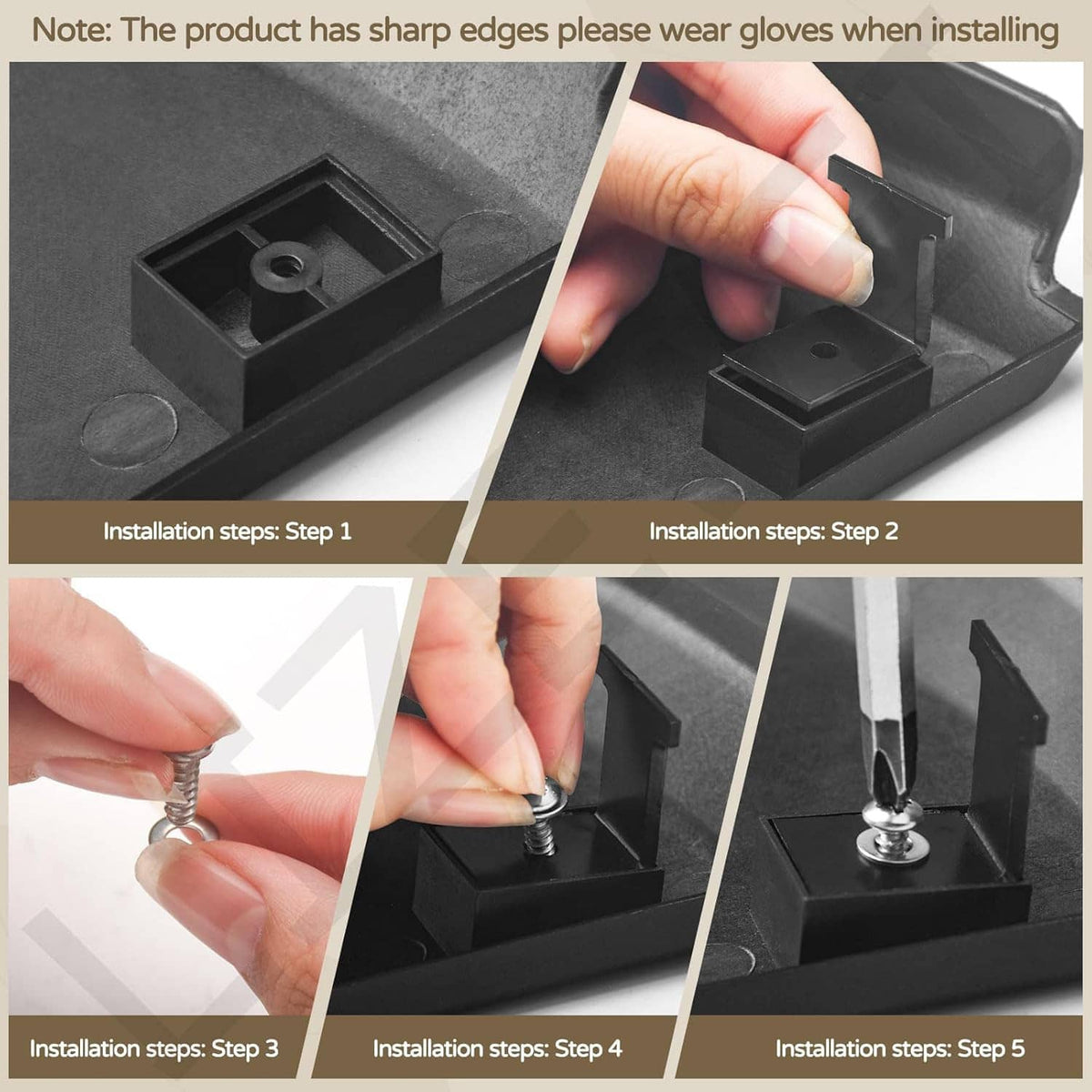 Line cut-off blade holder installation showing mounting bracket and screws