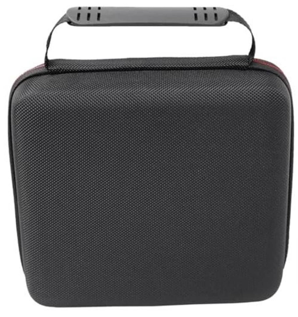 Hard shell carrying case with carry handle, textured dark gray fabric
