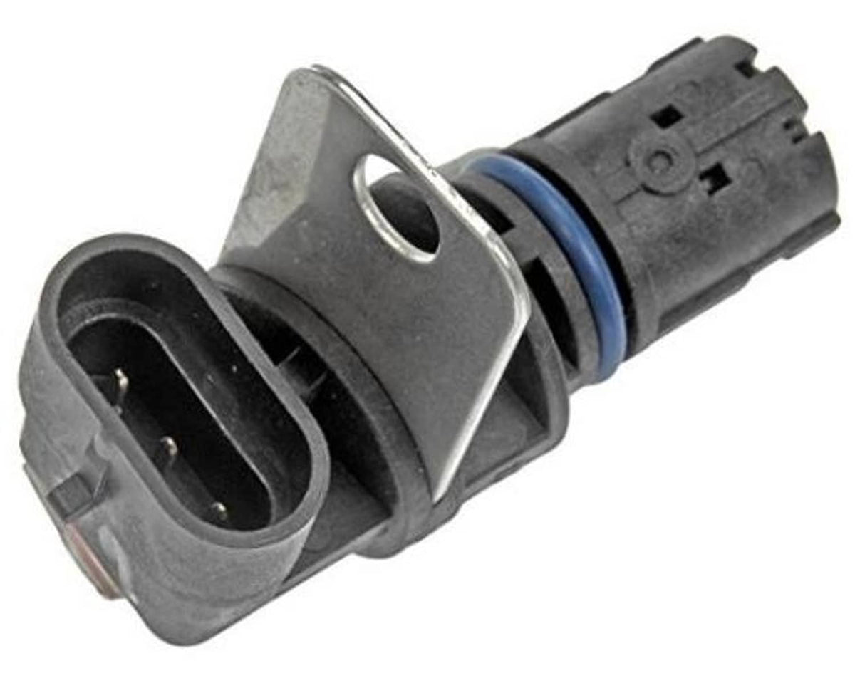 Engine crankshaft position sensor with gray connector, blue O-ring, and metal bracket