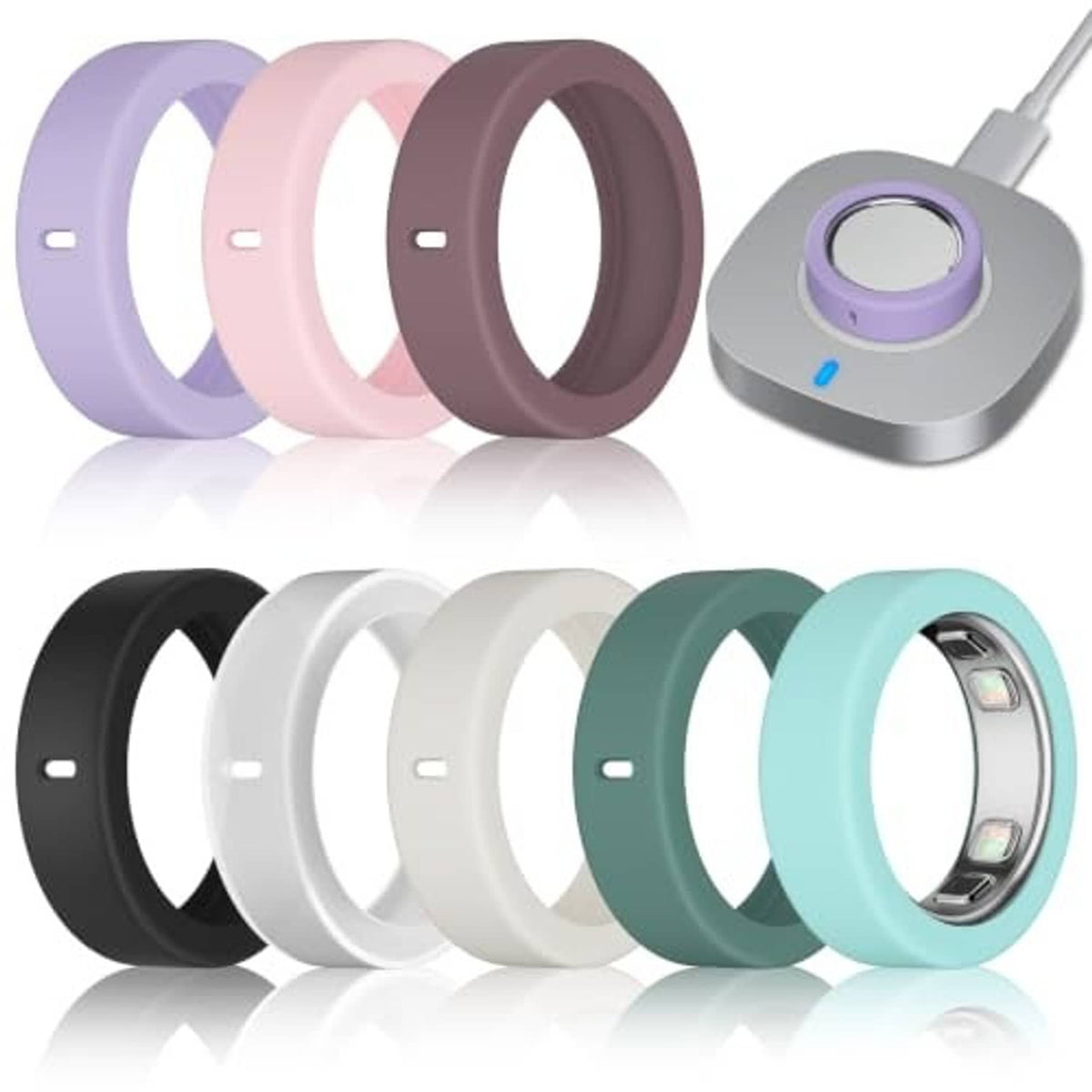 Assorted-color ultra-thin silicone smart ring covers pack for secure fit