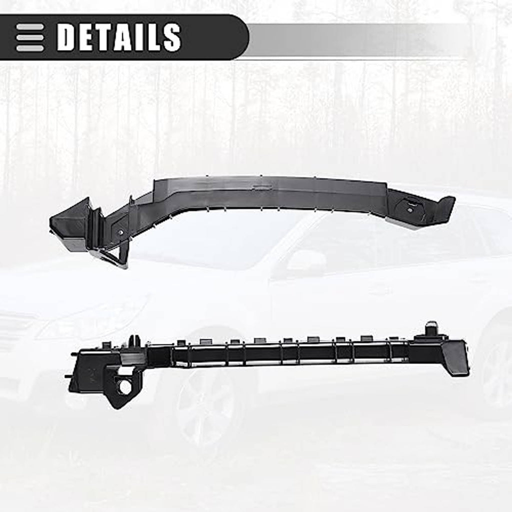 Black front bumper bracket retainers displayed in pair, curved long beam design