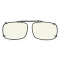 Clip-on blue light blocking glasses with black frame and pale tinted lenses