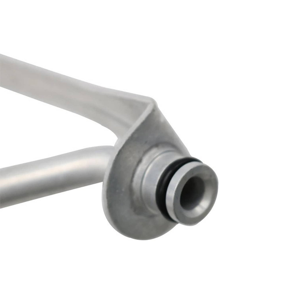 Metal coolant pipe section with rubber grommet and circular inlet port