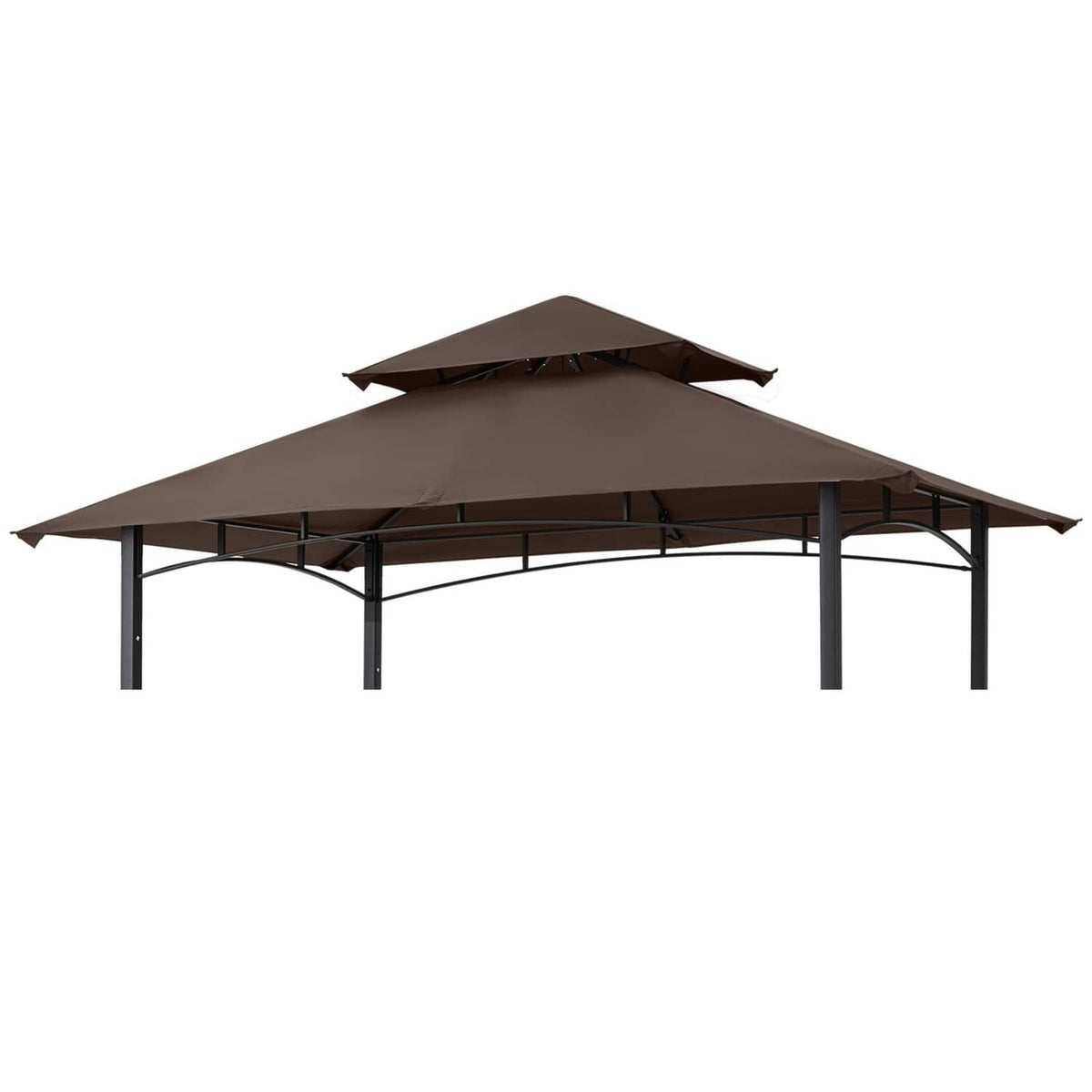 Brown grill gazebo replacement canopy top with arched roof and side support rails