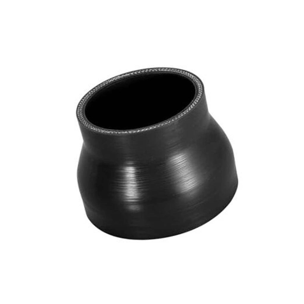 Black straight silicone hose reducer coupler, flared ends for 76–102mm ID