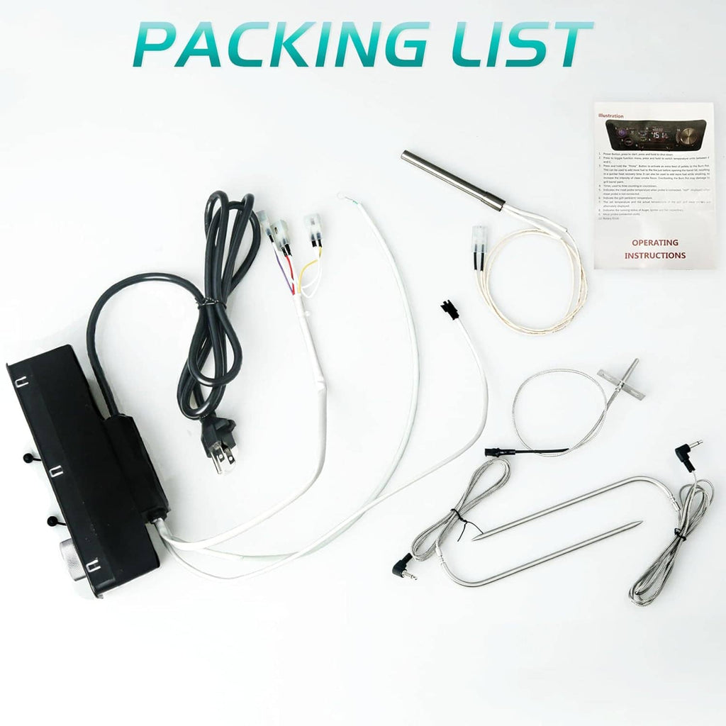 Packing list accessories set for PID controller, including wiring and probe clips