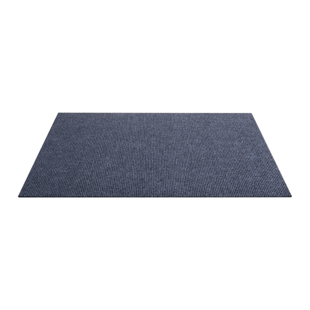 Gray square carpet tile shown from the side to reveal low profile