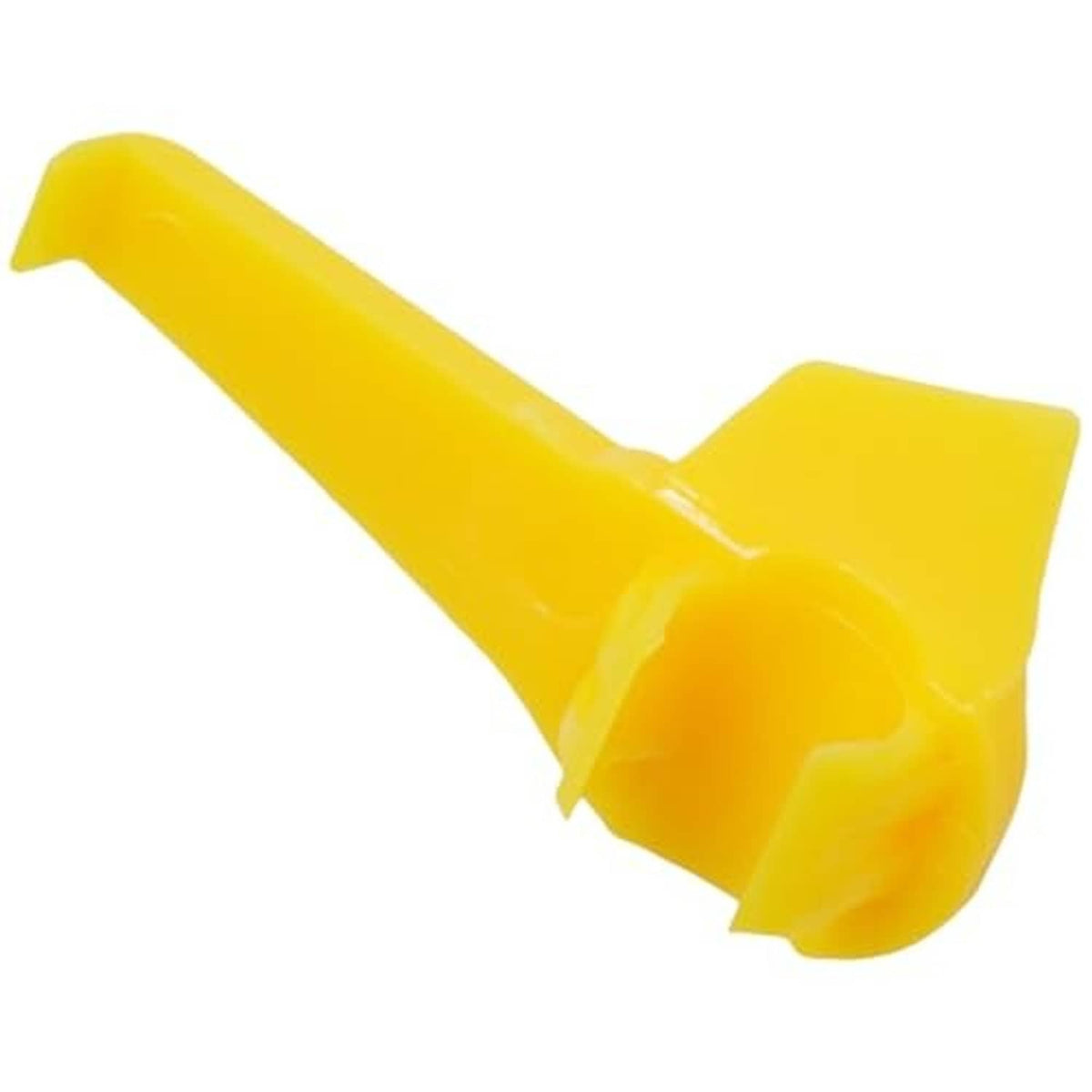 Yellow plastic tire changer insert with curved protective pad and end claw detail