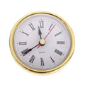Gold round clock movement face with Roman numeral markers, quartz hands, and center pin