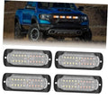 Four-pack oval LED strobe light bars with black housing and amber/white LED arrays