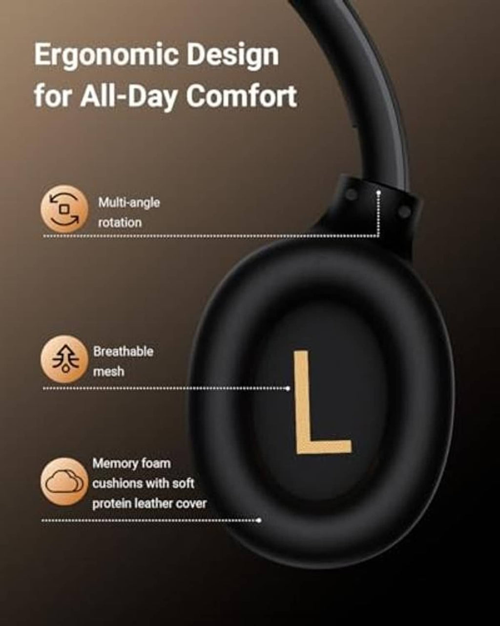 Black over-ear headphones with thick ear cushions and rotating headband design