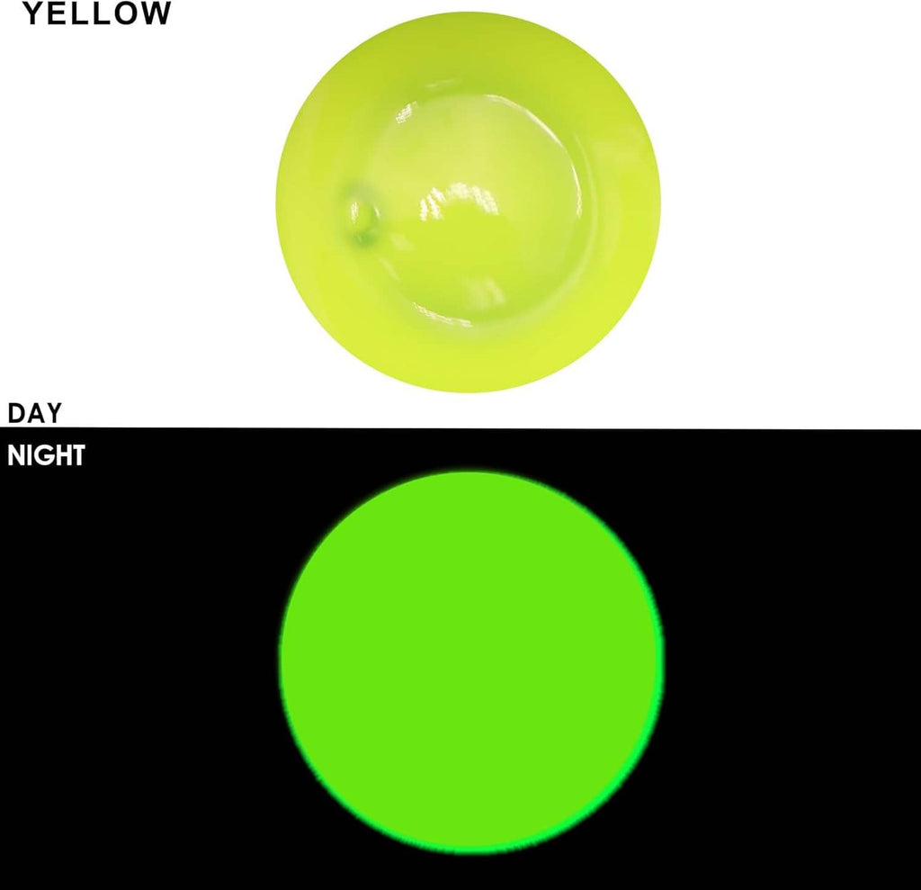 Luminous yellow paint glow circle showing day and night brightness effect