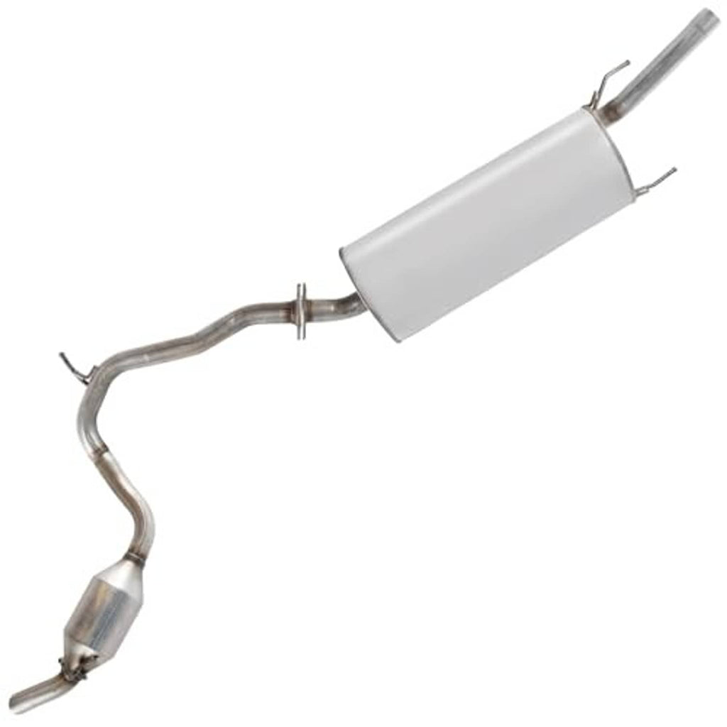Silver muffler section with inlet pipe and hanger mounts for resonator exhaust