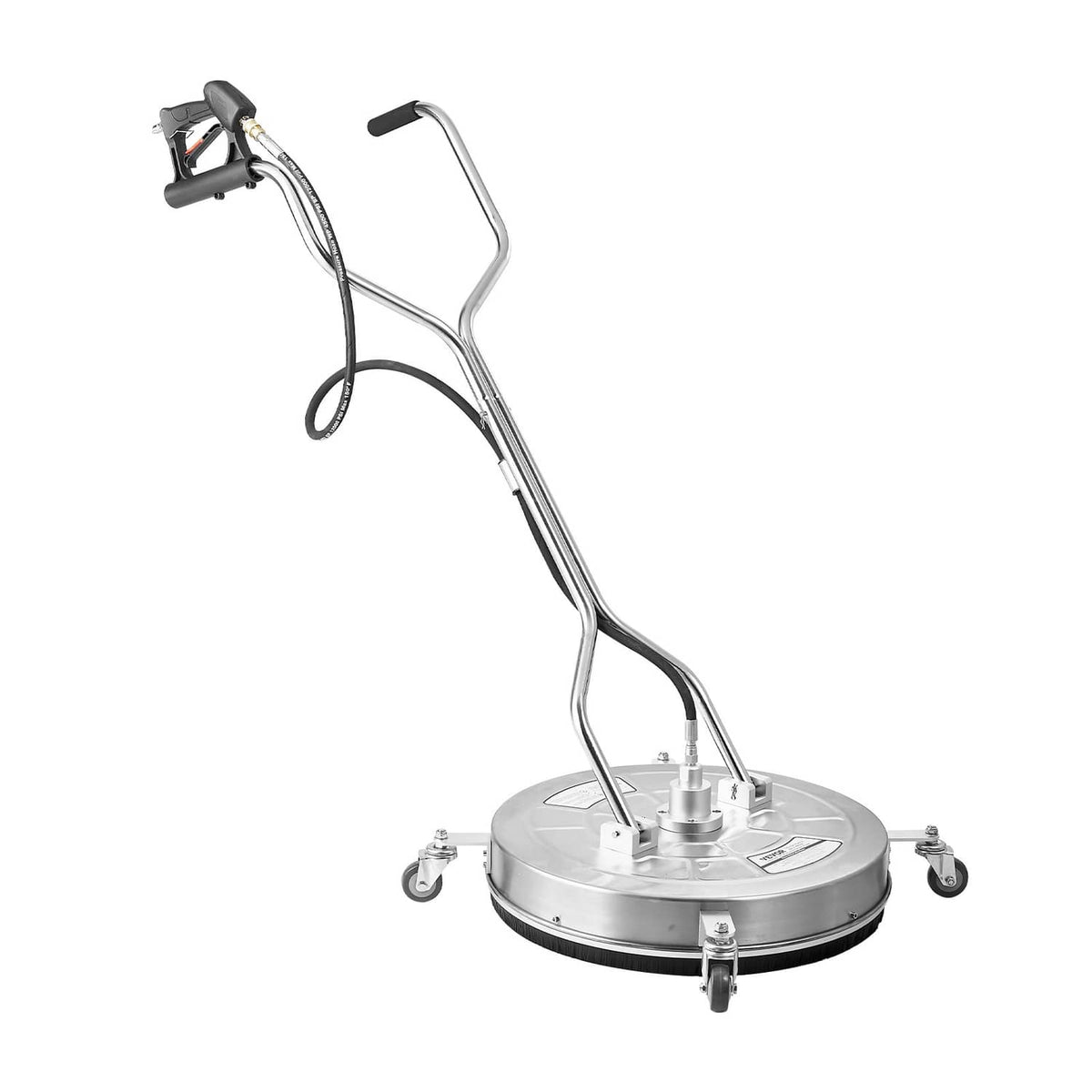 Pressure washer surface cleaner, 4 wheels, dual handle, silver circular head