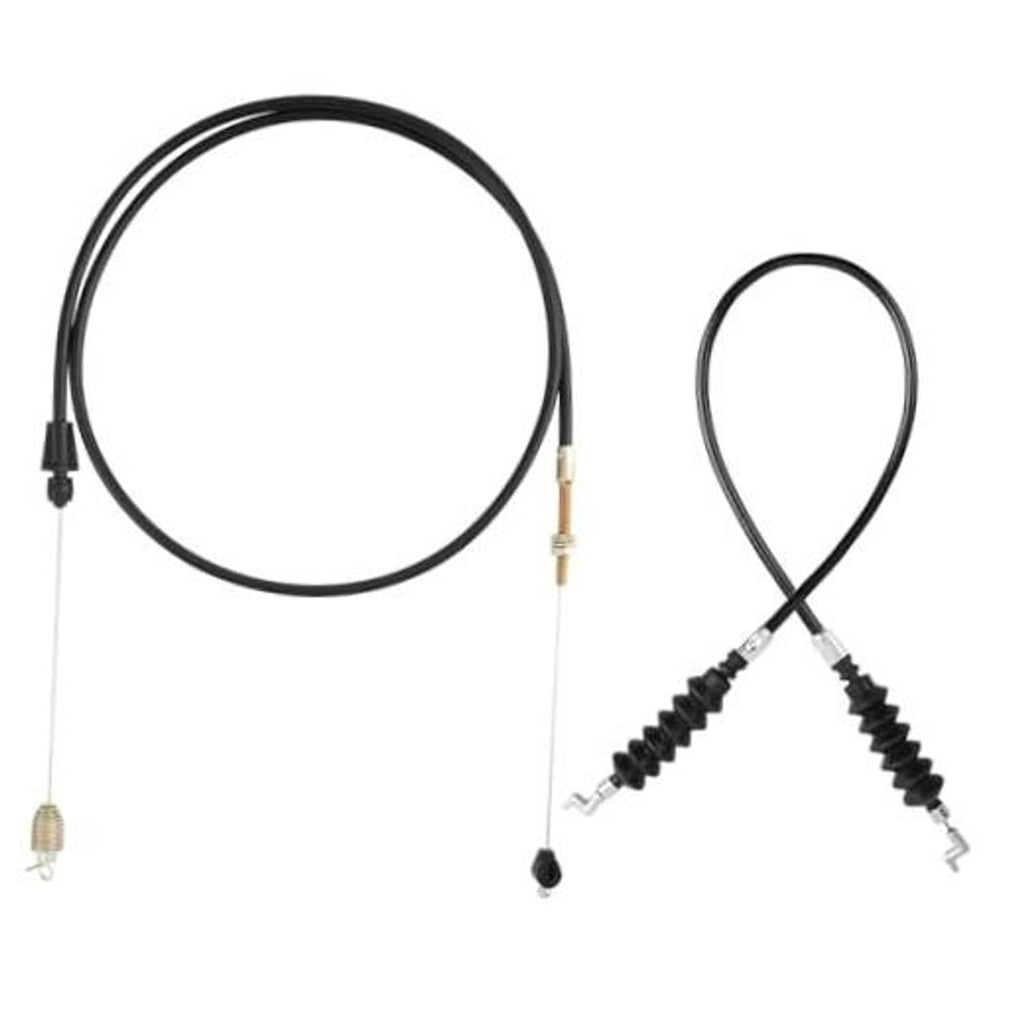 Black golf cart throttle cable set with snap connectors and coiled spring section