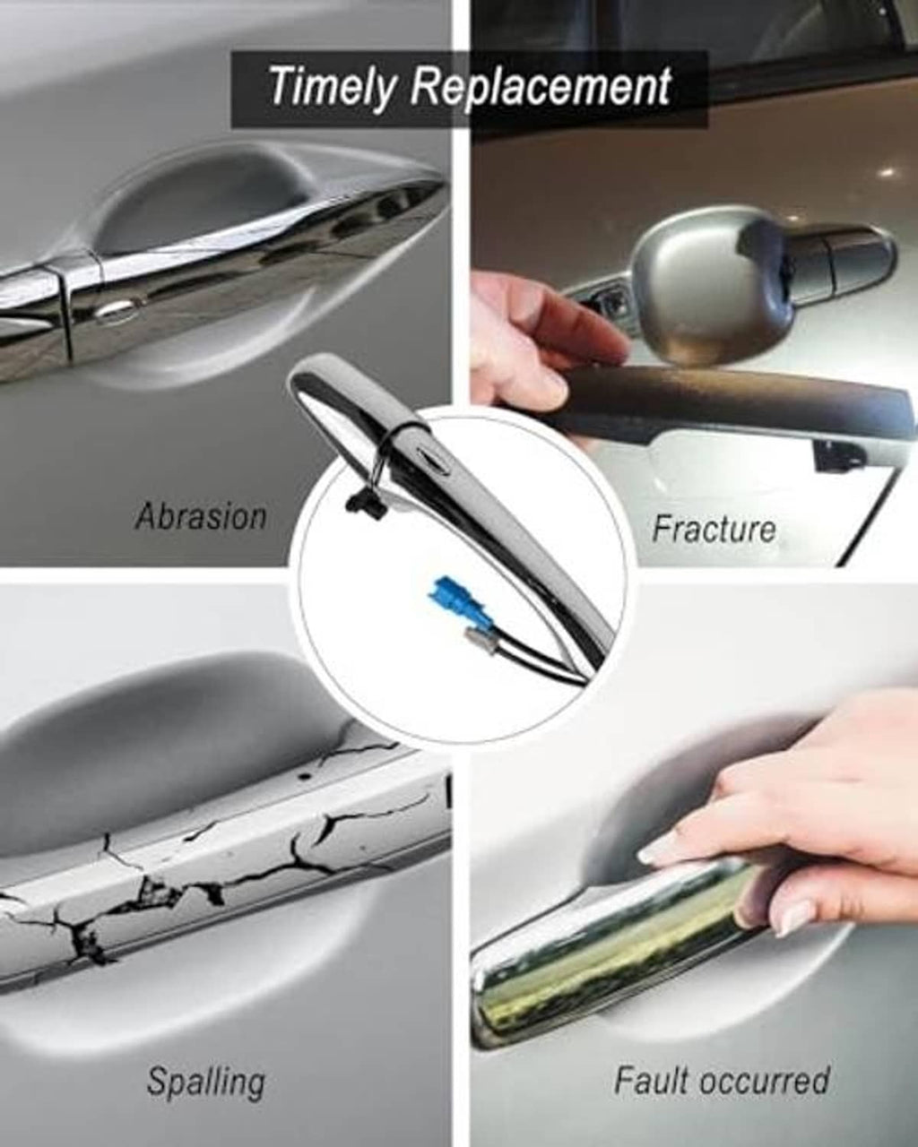 Chrome exterior door handle replacement with connector cable