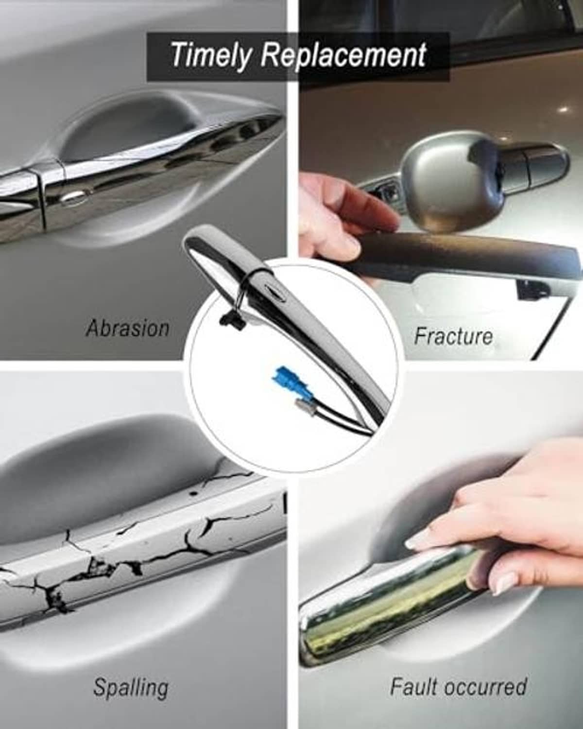 Chrome exterior door handle replacement with connector cable