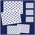 Set of white star stencil templates for American flag, blue star shapes