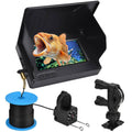 Underwater fishing monitor with screen, cable spool, and black waterproof camera unit