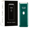 Green portable electric pet hair clipper with comb guard and blade head