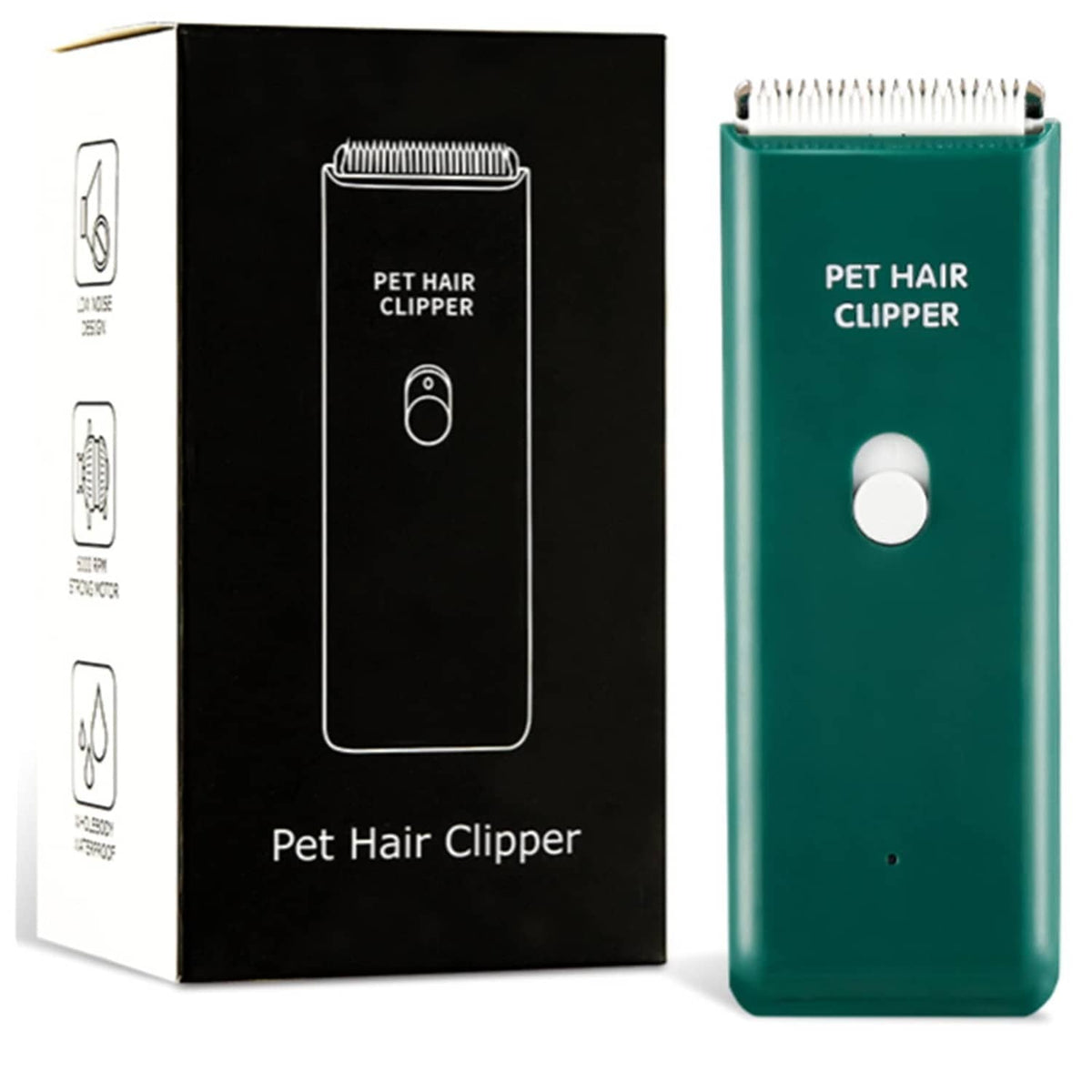 Green portable electric pet hair clipper with comb guard and blade head
