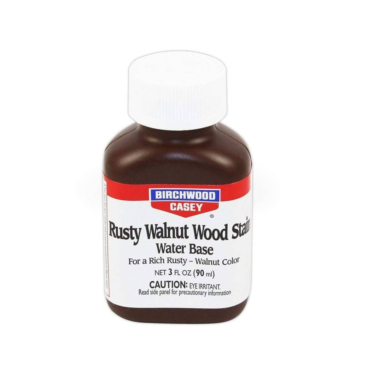 Birchwood Casey Rusty Walnut wood stain, water-based liquid in bottle