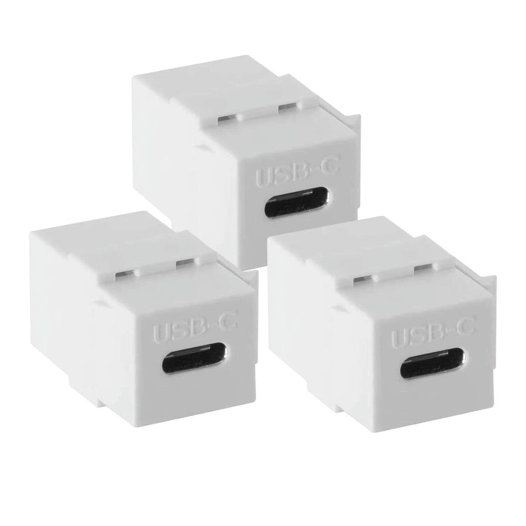 USB-C keystone jack insert, white module with black port opening, front view