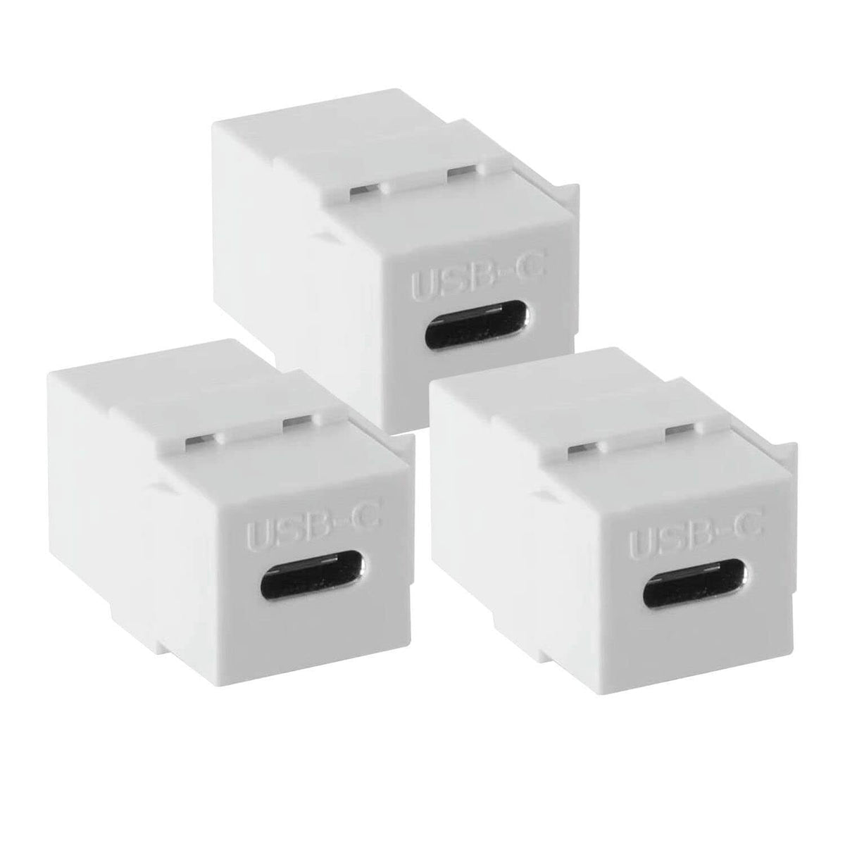 USB-C keystone jack insert, white module with black port opening, front view