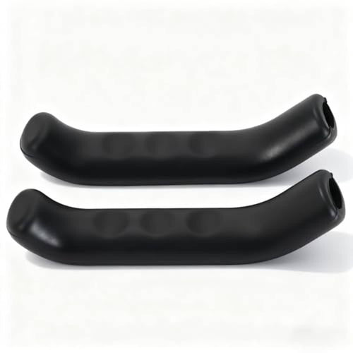 Pair of black silicone brake grip covers, curved shape with non-slip surface