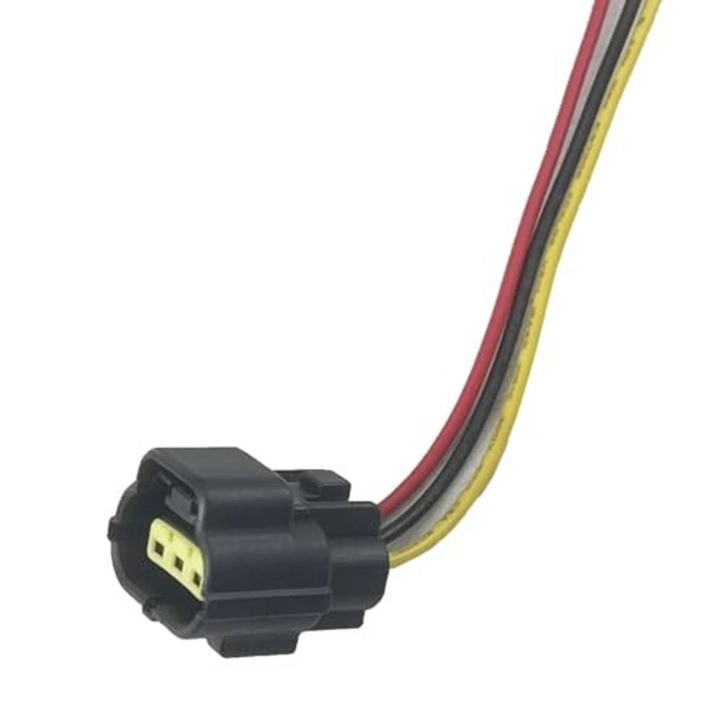 Cam sensor connector pigtail with black plug housing and red/yellow wires