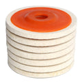Wool felt polishing buffing wheel pad, orange center, stacked discs