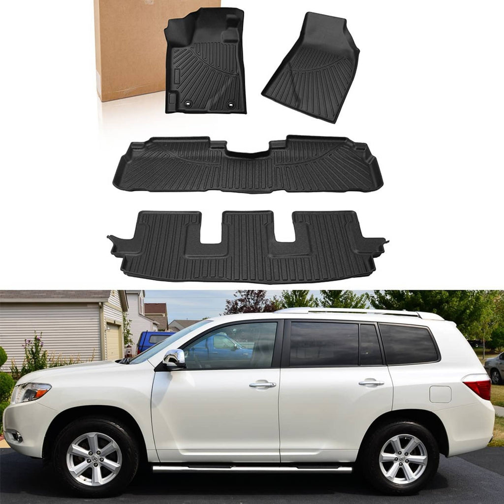 Black molded floor mat set for front and rear, with raised grip ridges.